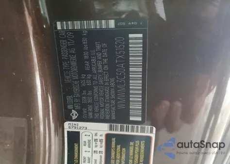 2010 Mini Cooper Clubman z USA, uszkodzony, nr VIN WMWML3C50ATX51520